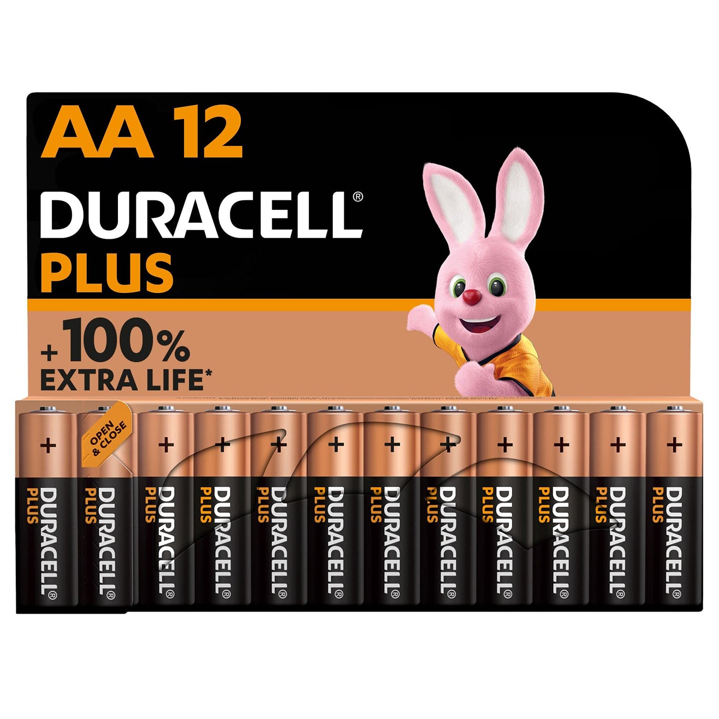 DURACELL Plus AA Batteries (12 Pack) – Alkaline Batteries 1.5V – Up to 150% Extra Life with POWER BOOST Actives– Reliability For Everyday Devices – 0% Plastic Packaging – 10-Year Storage - MN1500